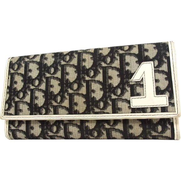 821133AM (V1) Christian Dior Wallet Long Trotter Flap Black PVC - Picture 1 of 13